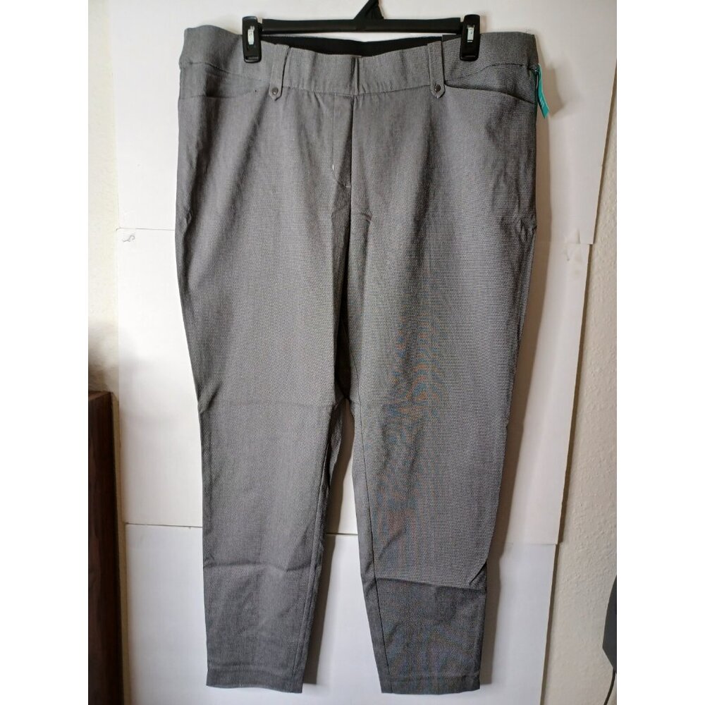 MAUNCES NWT Black& Gray PANTS STRETCH Skinny Ankle Midrise 22W 44X30 MSRP 44.90